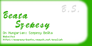 beata szepesy business card